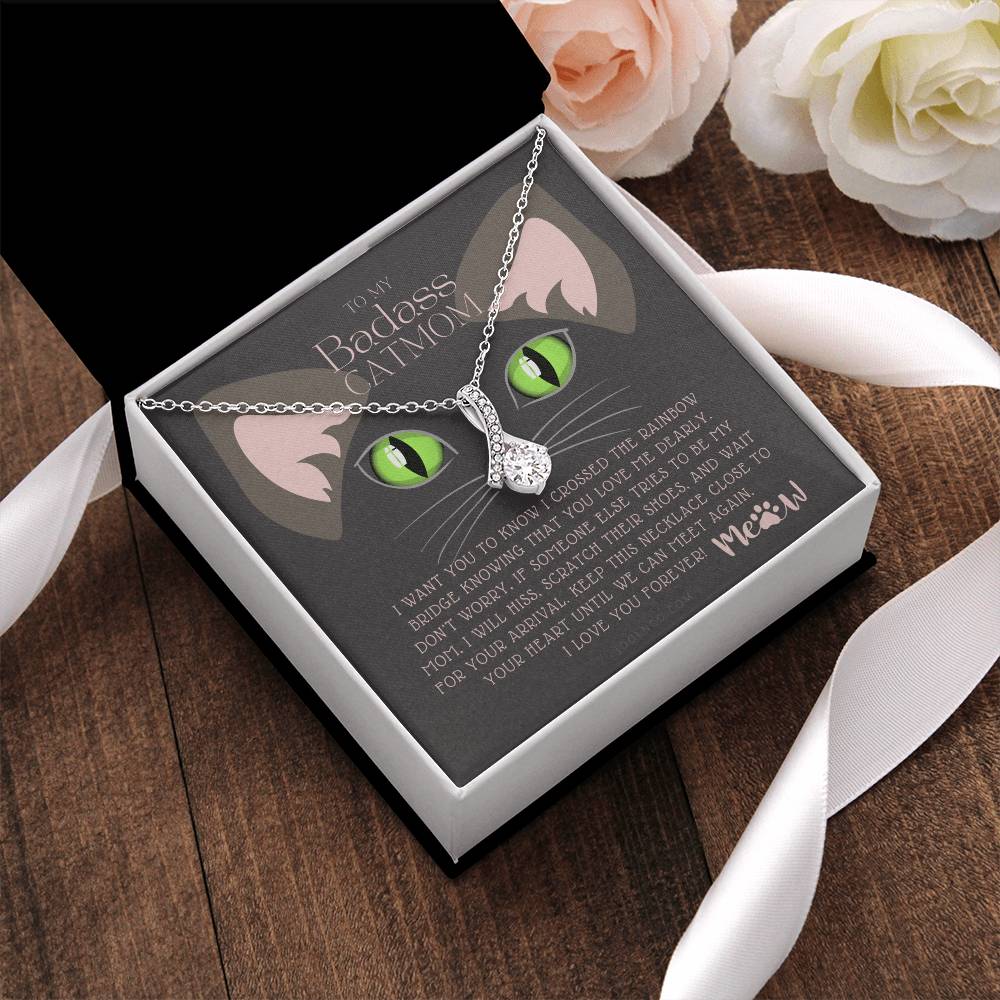 To My Badass Cat Mom Until We Can Meet Again Necklace Loss Of Cat Memorial Necklace Cat Loss Gifts Rainbow Bridge Cat Pet Sympathy Gift 4 Alluring Beauty Necklace