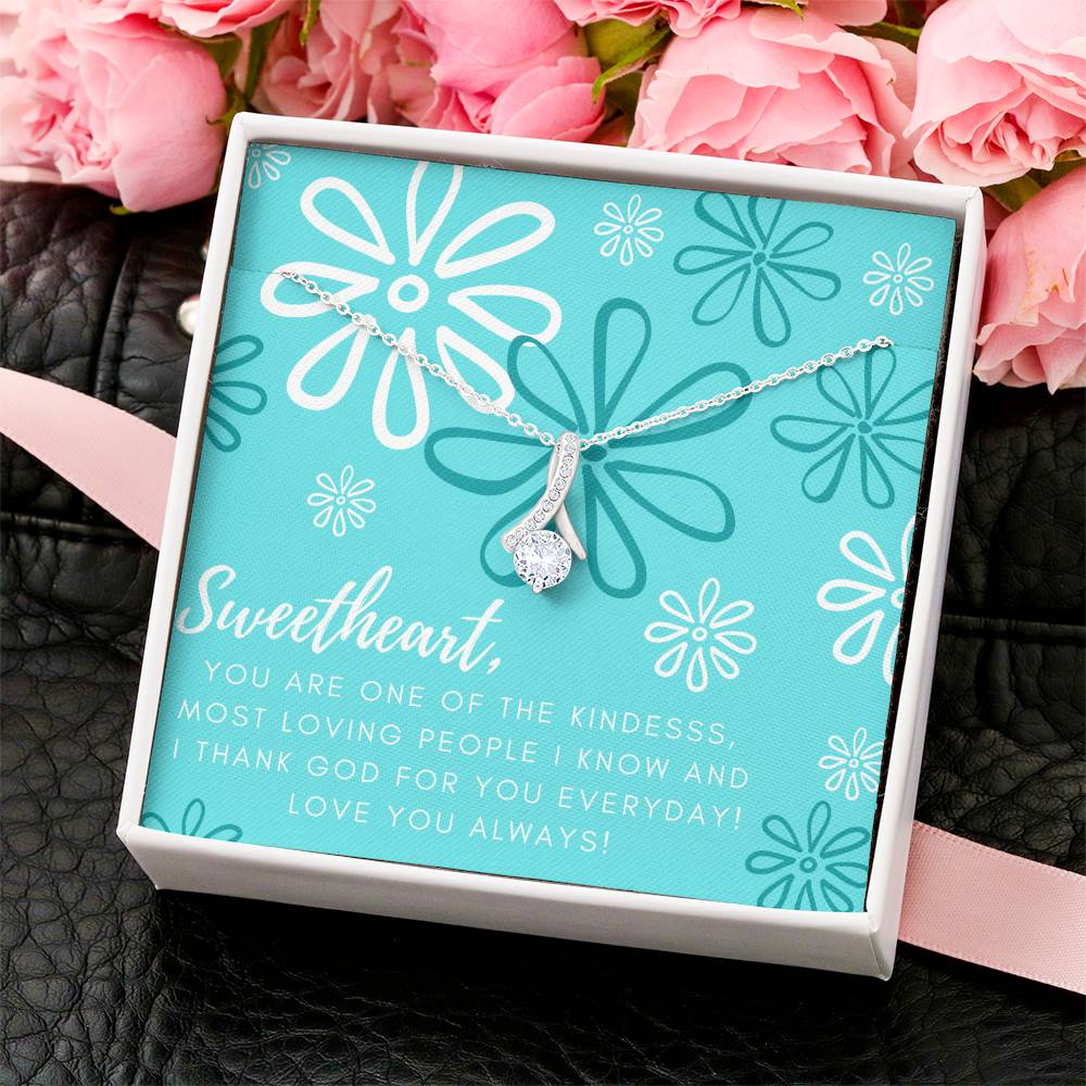 Sweetheart Ribbon Pendant Necklace Alluring Beauty Necklace