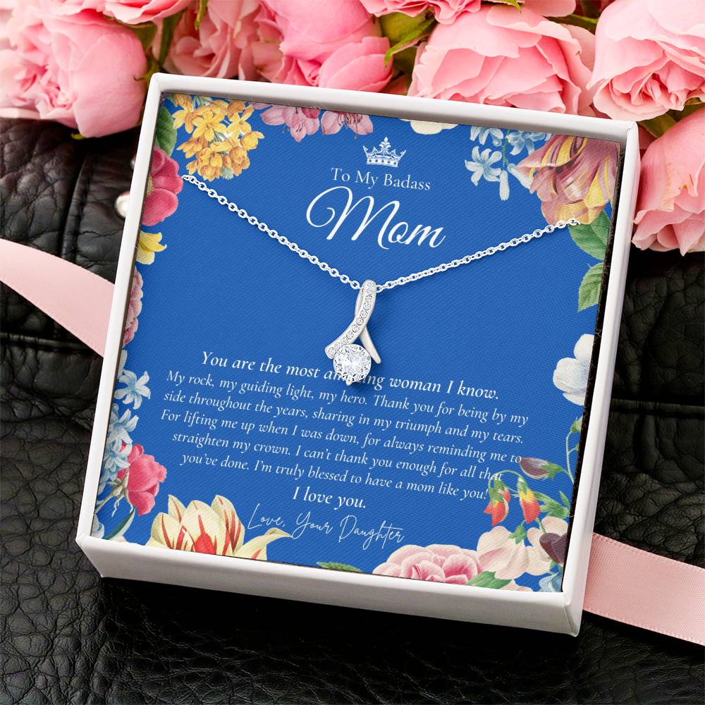 To My Badass Mom Necklace  Badass Mom Gift  Mother’S Day Gift  Birthday Gift  Gift From Daughter On Wedding Day 13 Alluring Beauty Necklace