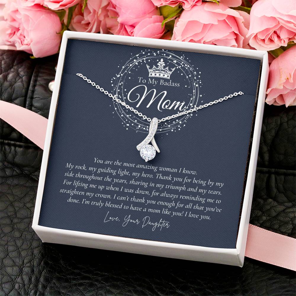 To My Badass Mom Necklace  Badass Mom Gift  Mother’S Day Gift  Birthday Gift  Gift From Daughter On Wedding Day Alluring Beauty Necklace