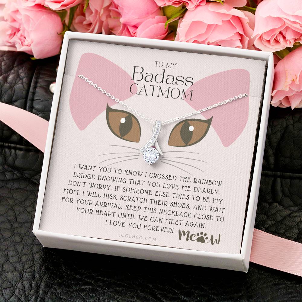 To My Badass Cat Mom Until We Can Meet Again Necklace Loss Of Cat Memorial Necklace Cat Loss Gifts Rainbow Bridge Cat Pet Sympathy Gift 5 Alluring Beauty Necklace