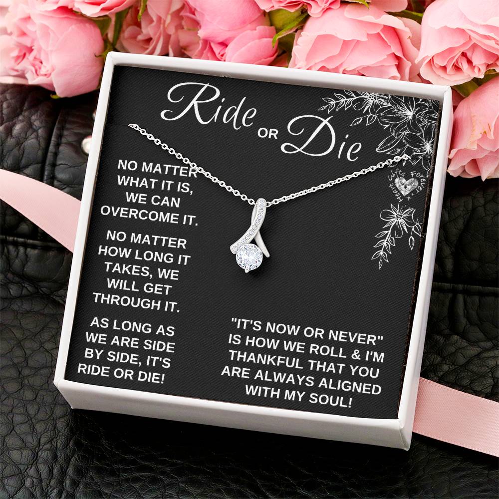 Ride Or Die Ribbon Necklace For Soulmate Alluring Beauty Necklace