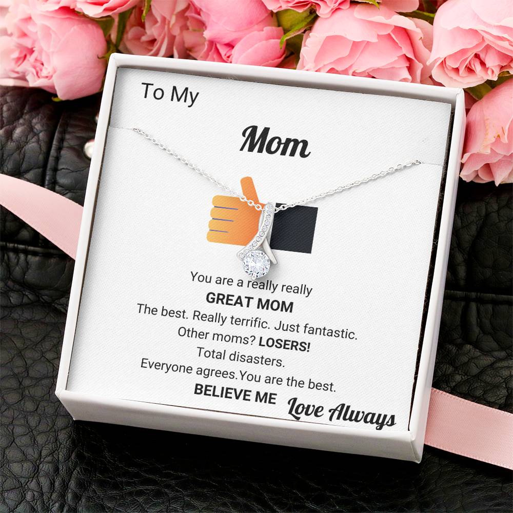 Really Great Mom Sparkly Pendant Necklace - Alluring Beauty Necklace