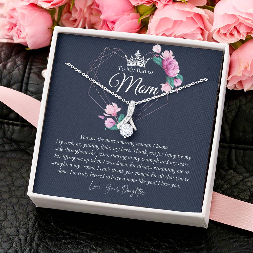 To My Badass Mom Necklace  Badass Mom Gift  Mother’S Day Gift  Birthday Gift  Gift From Daughter On Wedding Day 5 Alluring Beauty Necklace