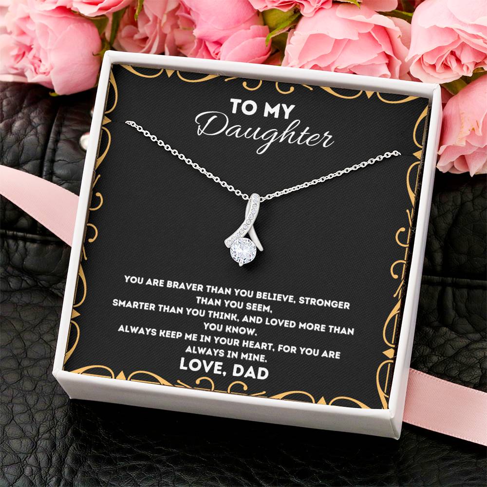 To My Dad - Never Forget That I Love You Father's Day - Father Daughter Necklace Father To Daughter Birthday Gift Gifts To Daughter From Dad Alluring Beauty Necklace