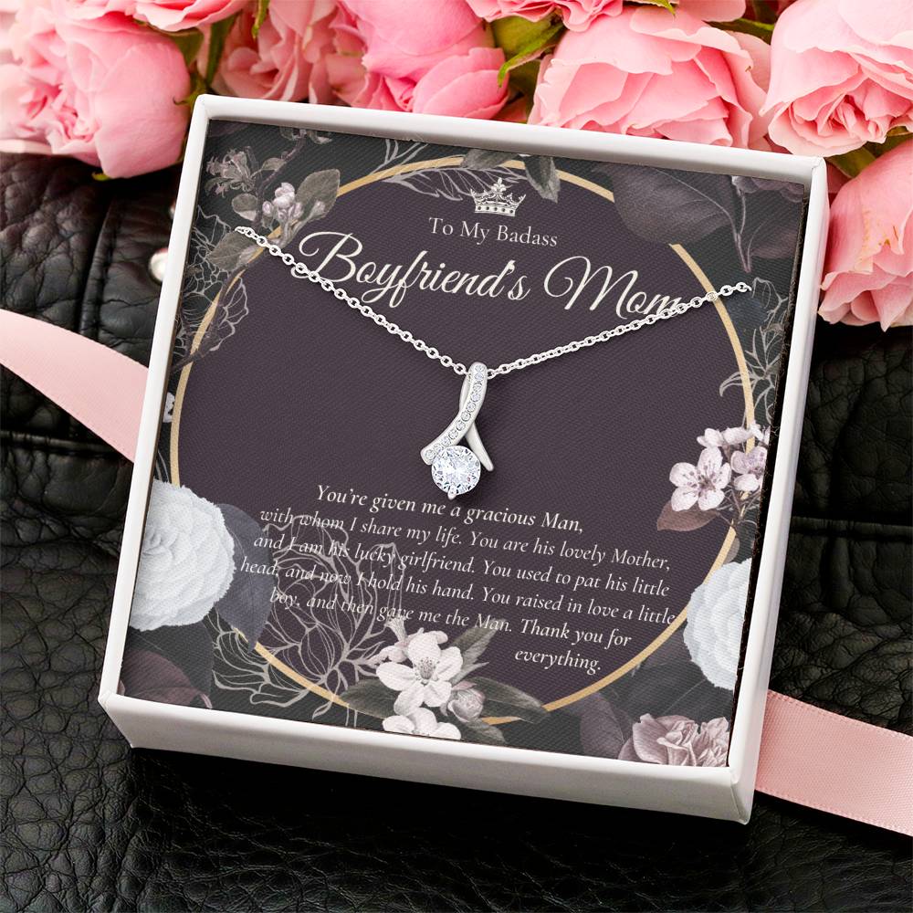 To My Badass Boyfriend’S Mom Necklace  Boyfriend’S Mom Gift  Mother’S Day Gift For Boyfriend’S Mom Alluring Beauty Necklace