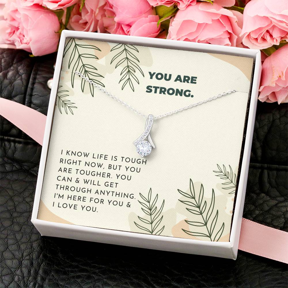 Strong Inspiring Ribbon Drop Necklace  Neutral Leaves Alluring Beauty Necklace