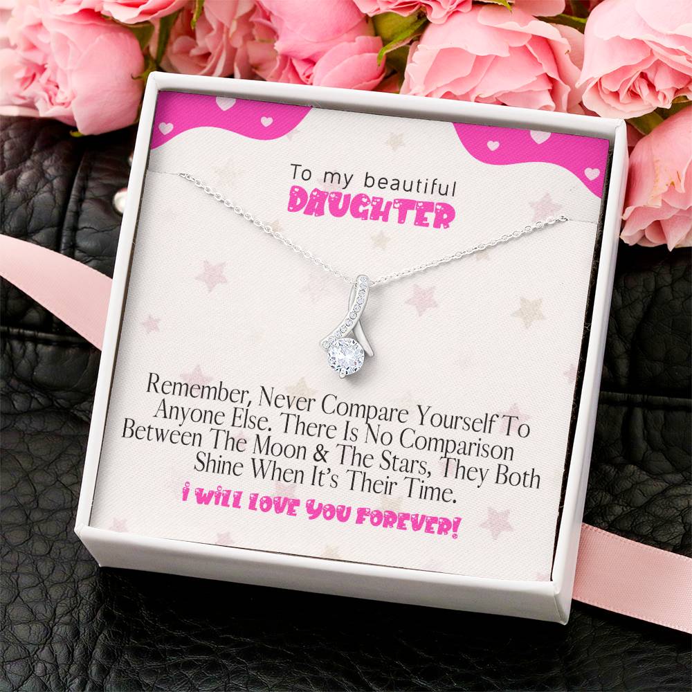 To My Beautiful Daughter - The Perfect Gift For Your Daughter Mom Daughter Necklace Daughter Birthday Gift Daughter Graduation Alluring Beauty Necklace