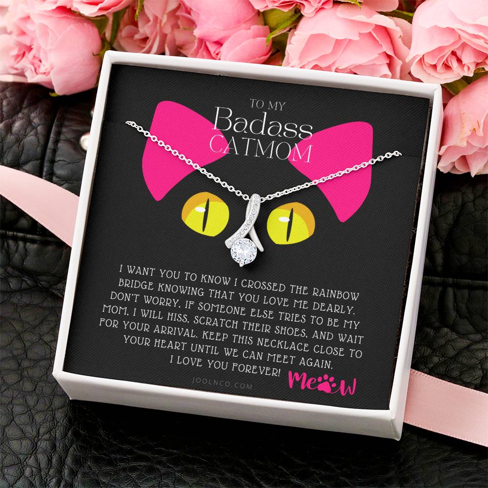 To My Badass Cat Mom Until We Can Meet Again Necklace Loss Of Cat Memorial Necklace Cat Loss Gifts Rainbow Bridge Cat Pet Sympathy Gift 7 Alluring Beauty Necklace