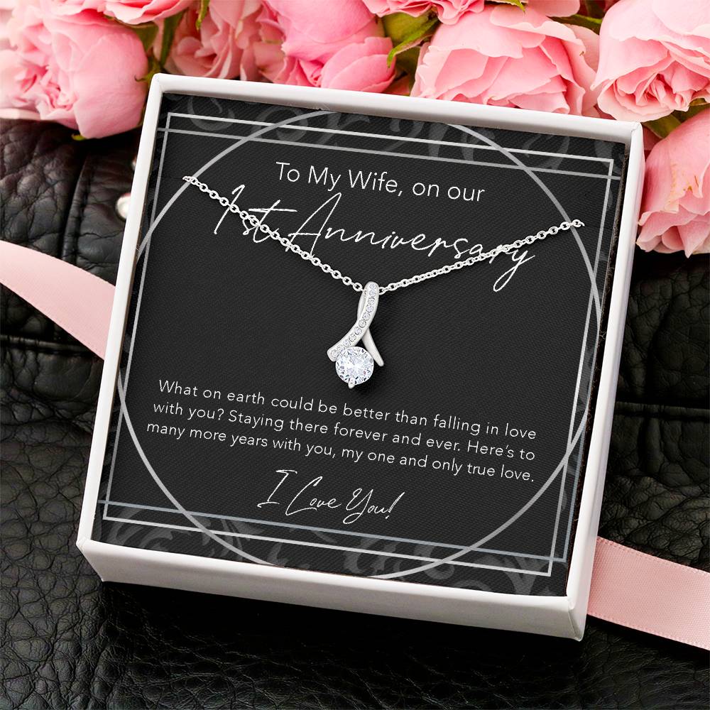 Petite Ribbon Pendant Necklace Anniversary Gift For Wife To My Wife Wife Jewelry Anniversary Necklace Wife Gift Sentimental Anniversary Alluring Beauty Necklace