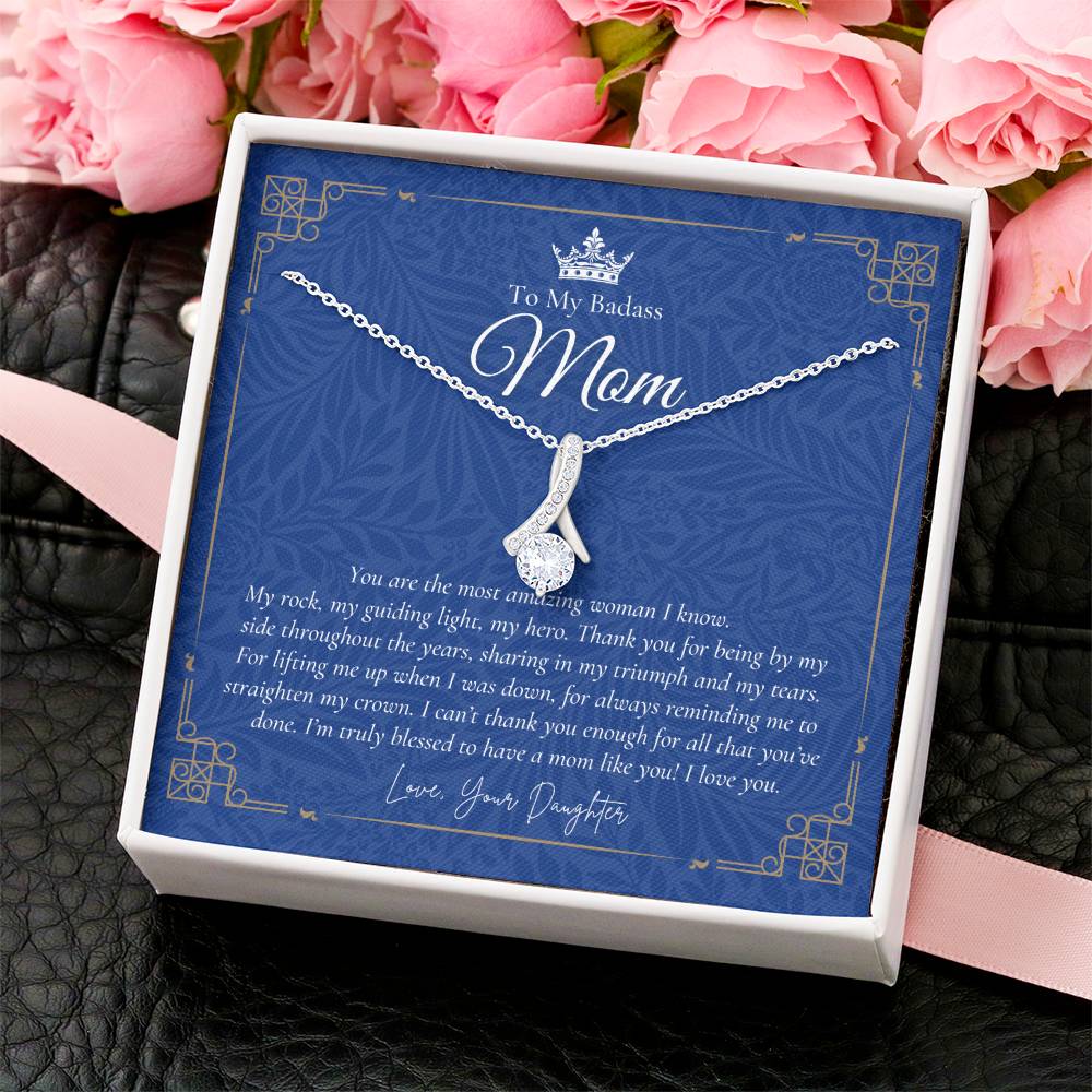 To My Badass Mom Necklace  Badass Mom Gift  Mother’S Day Gift  Birthday Gift  Gift From Daughter On Wedding Day 12 Alluring Beauty Necklace