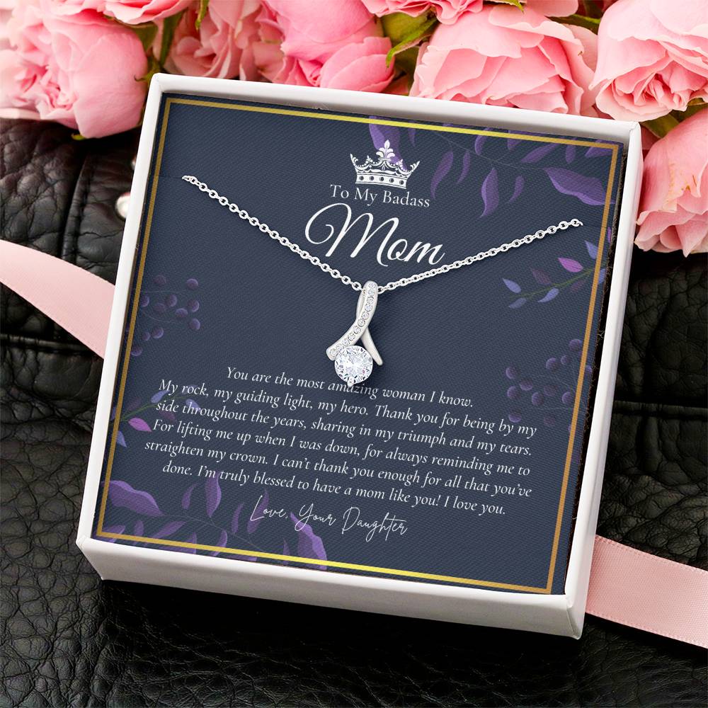 To My Badass Mom Necklace  Badass Mom Gift  Mother’S Day Gift  Birthday Gift  Gift From Daughter On Wedding Day 3 Alluring Beauty Necklace