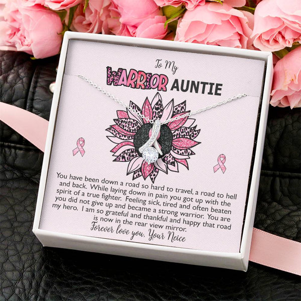 Aunt Breast Cancer Survivor Ribbon Necklace Gift Alluring Beauty Necklace