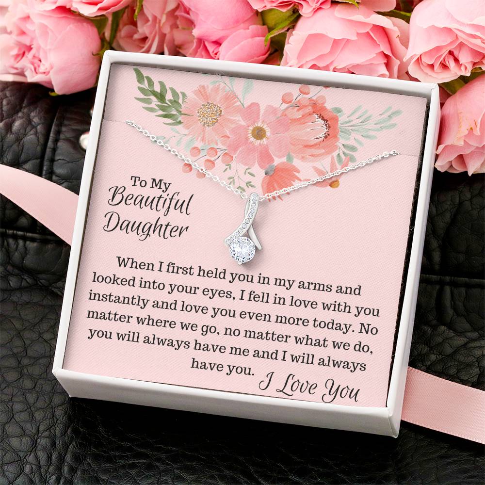 To My Beautiful Daughter - Ribbon Shaped Necklace Alluring Beauty Necklace