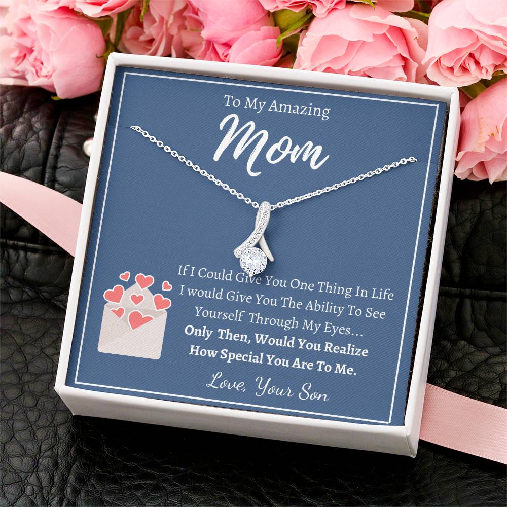To My Amazing Mom - Ribbon Necklace - Love Your Son Alluring Beauty Necklace