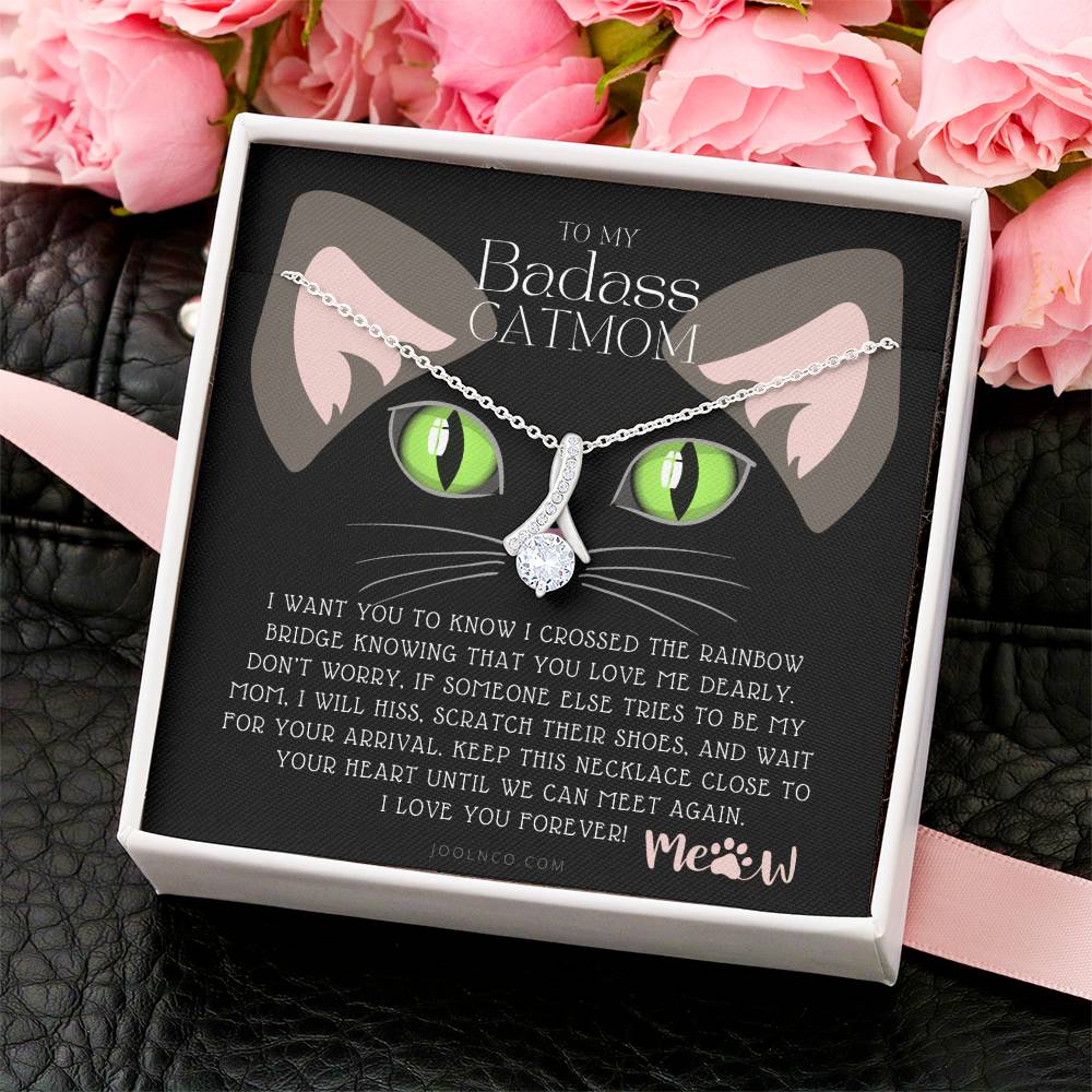 To My Badass Cat Mom Until We Can Meet Again Necklace Loss Of Cat Memorial Necklace Cat Loss Gifts Rainbow Bridge Cat Pet Sympathy Gift 2 Alluring Beauty Necklace