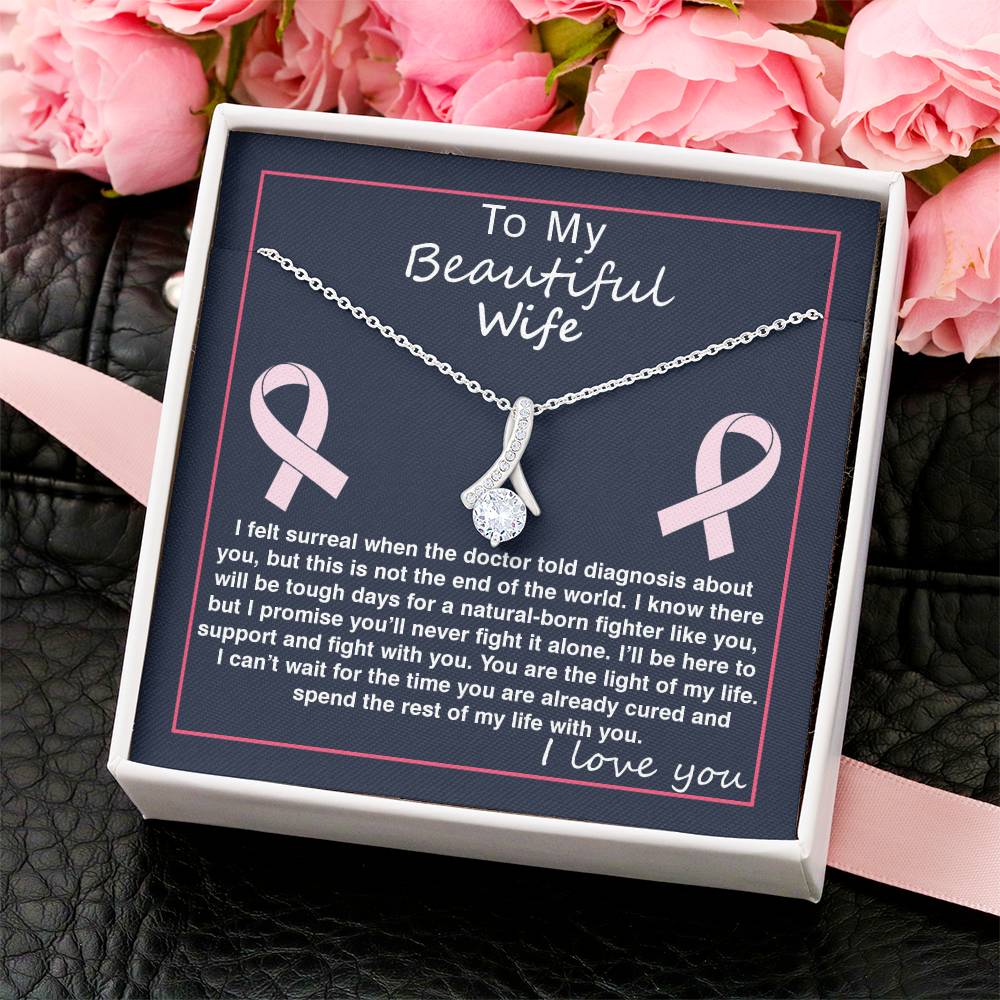 Ribbon Pendant Necklace With Here To Support You Message Card Gift For Wife Alluring Beauty Necklace