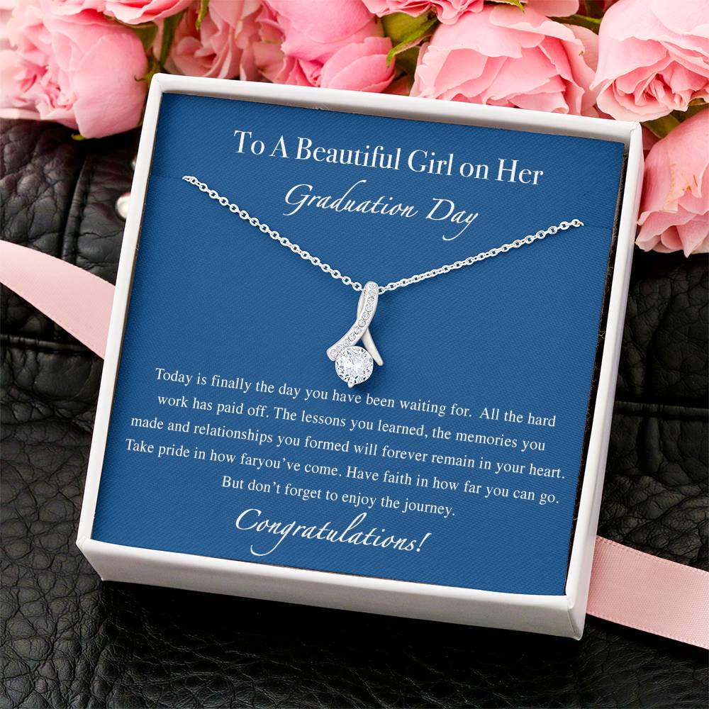 To A Beautiful Girl On Her Graduation -Mom To Daughter Alluring Beauty Necklace Gift - Mothers Day Gift From Daughter - Gift For Daughter From Mom Alluring Beauty Necklace