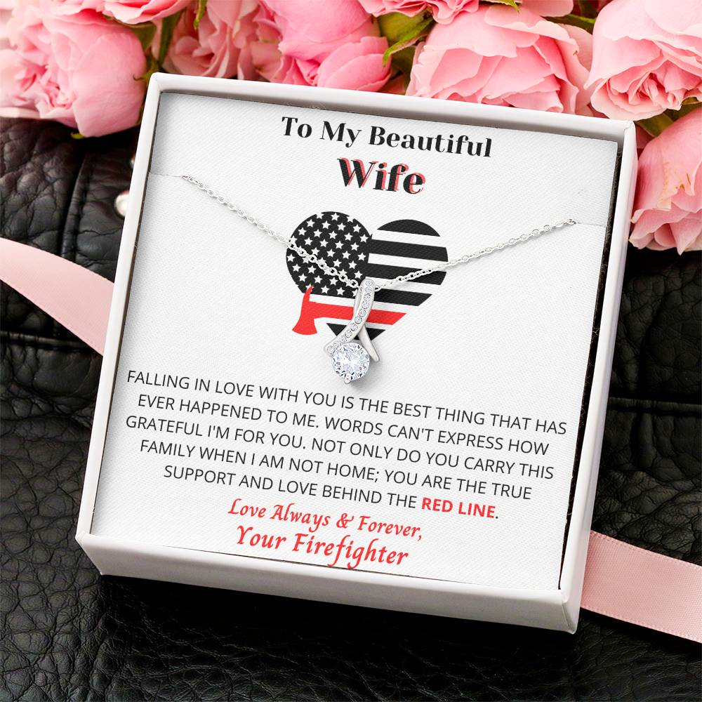 To My Beautiful Wife - Firefighter's Wife - Necklace Usa Made Alluring Beauty Necklace