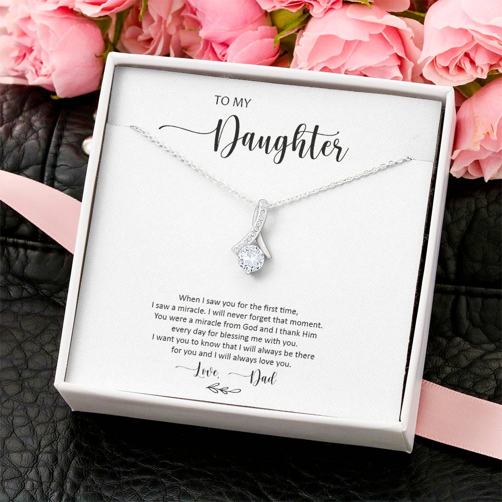 To My Beautiful Daughter Alluring Beauty Necklace To My Daughter From Dad - Father To Daughter Birthday Gift - Gifts To Daughter From Dad Alluring Beauty Necklace
