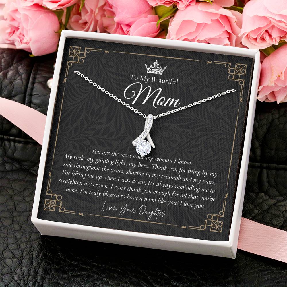 To My Beautiful Mom Necklace  Badass Mom Gift  Mother’S Day Gift  Birthday Gift  Gift From Daughter On Wedding Day 5 Alluring Beauty Necklace