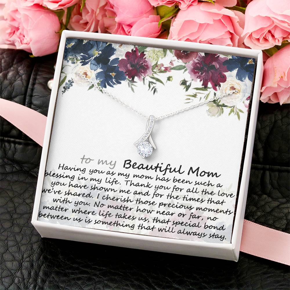To My Beautiful Mom Necklace  Mother Pendant Necklace  Gift From Sondaughter  Mothers Day Gift Alluring Beauty Necklace