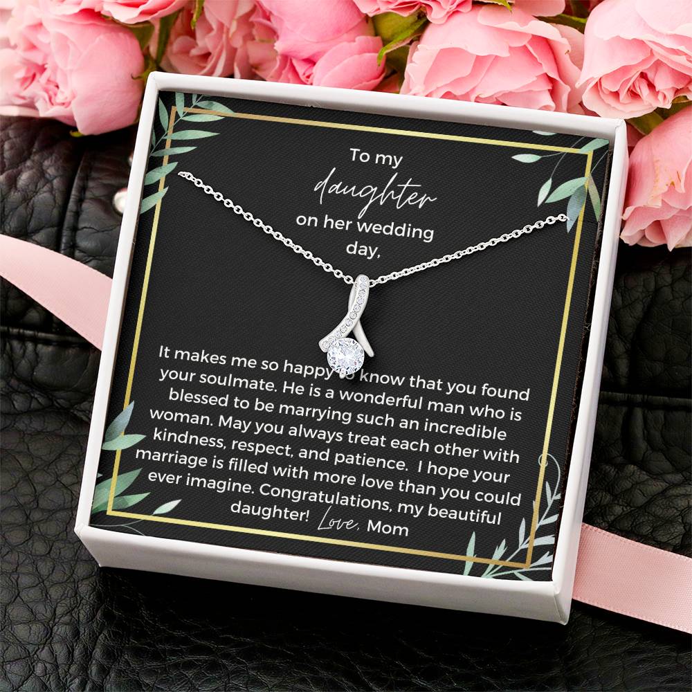 To Bride From Mom Knot Necklace  Gold Greenery Alluring Beauty Necklace