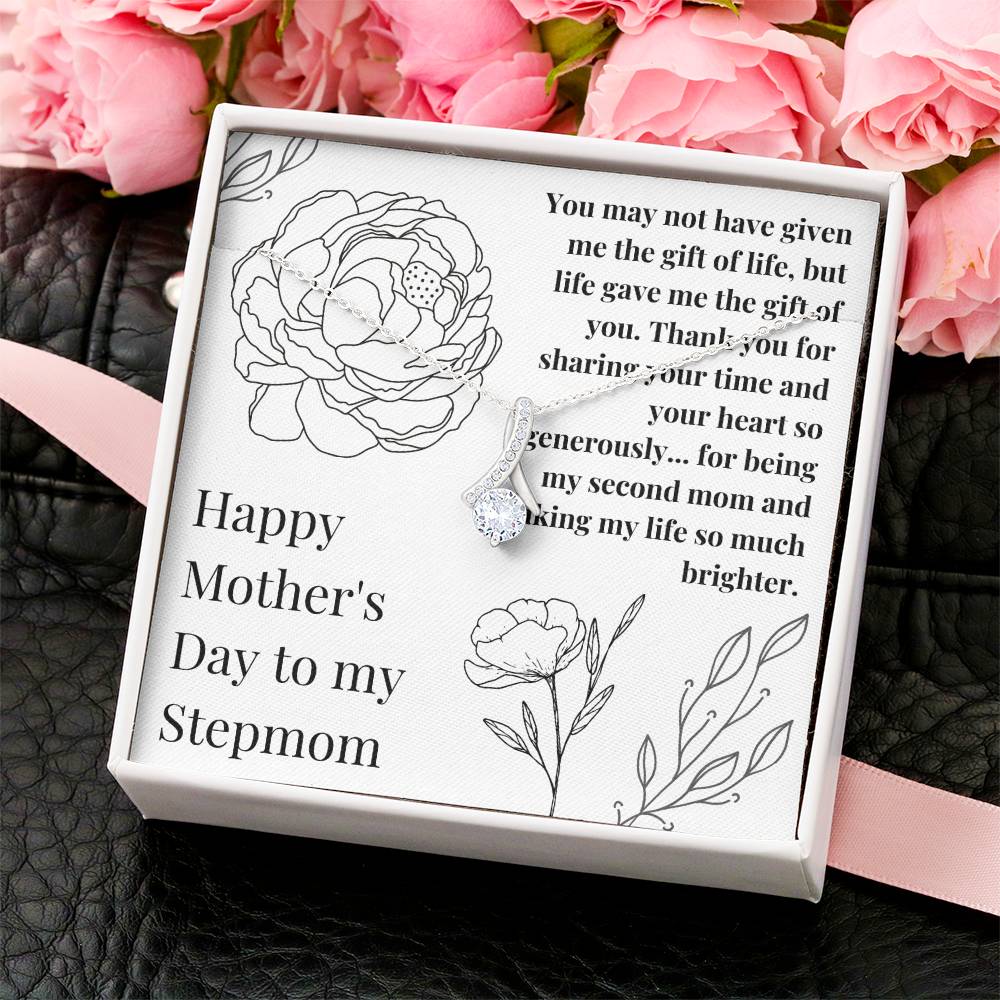 Stepmom Mother's Day Ribbon Pendant Necklace Alluring Beauty Necklace