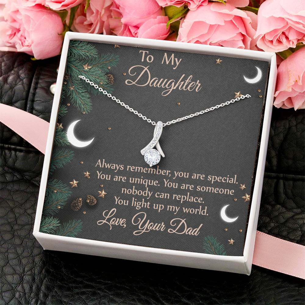 To Daughter - From Dad - You Light Up My World Necklace Alluring Beauty Necklace