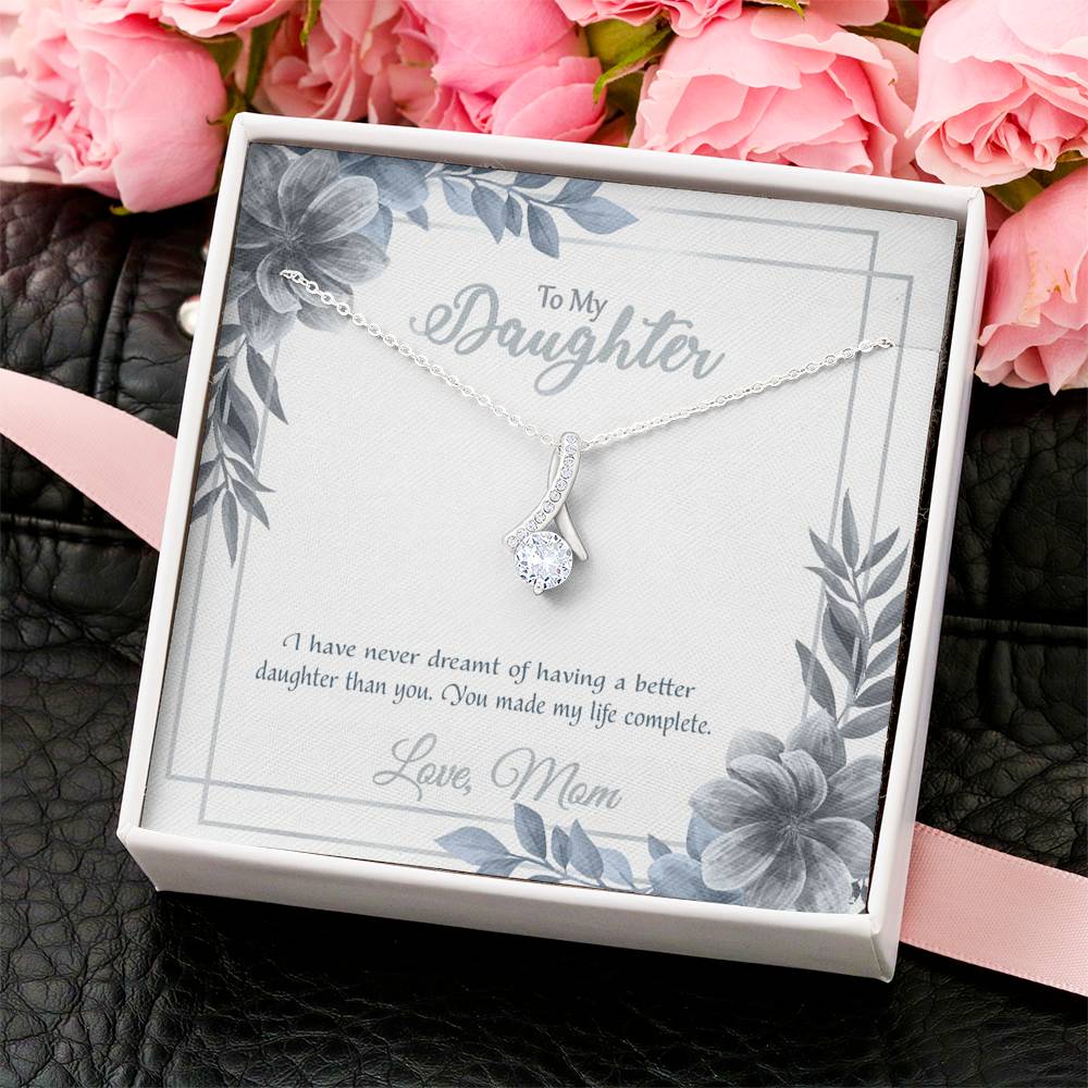 To My Daughter - Love Mom - 925 Sterling Silver Pendant Alluring Beauty Necklace