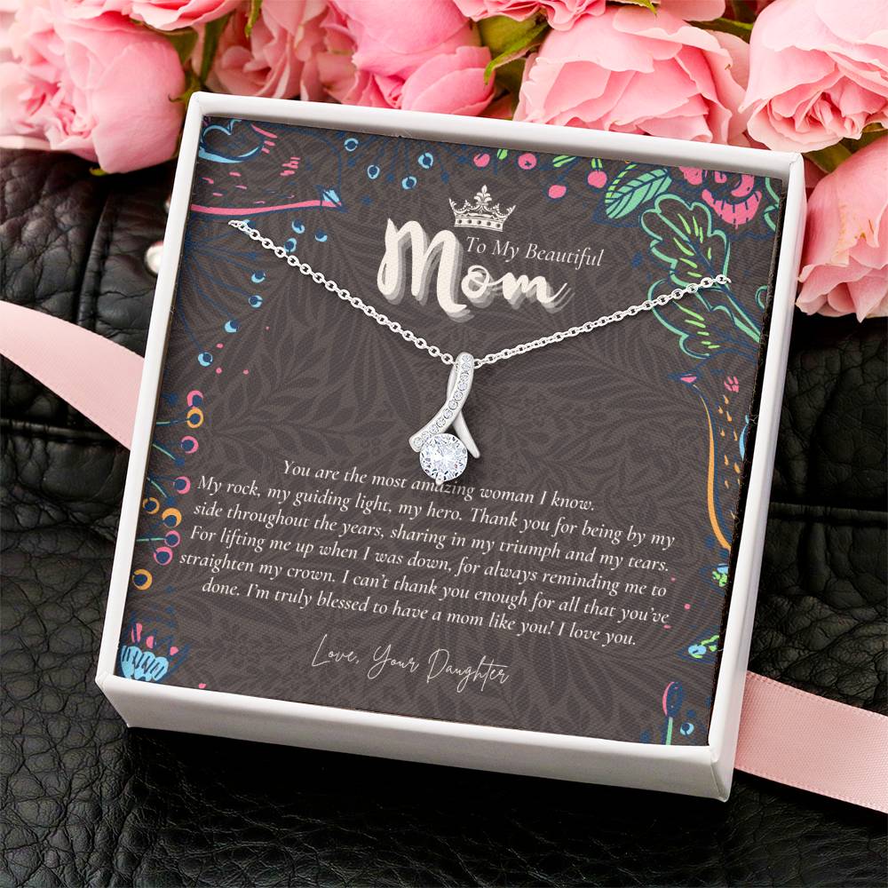 To My Beautiful Mom Necklace  Badass Mom Gift  Mother’S Day Gift  Birthday Gift  Gift From Daughter On Wedding Day 7 Alluring Beauty Necklace
