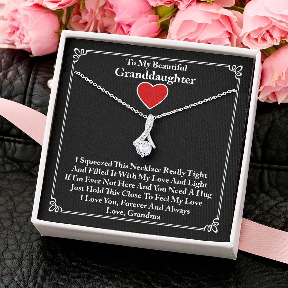 To My Beautiful Granddaughter Ribbon Necklace Alluring Beauty Necklace