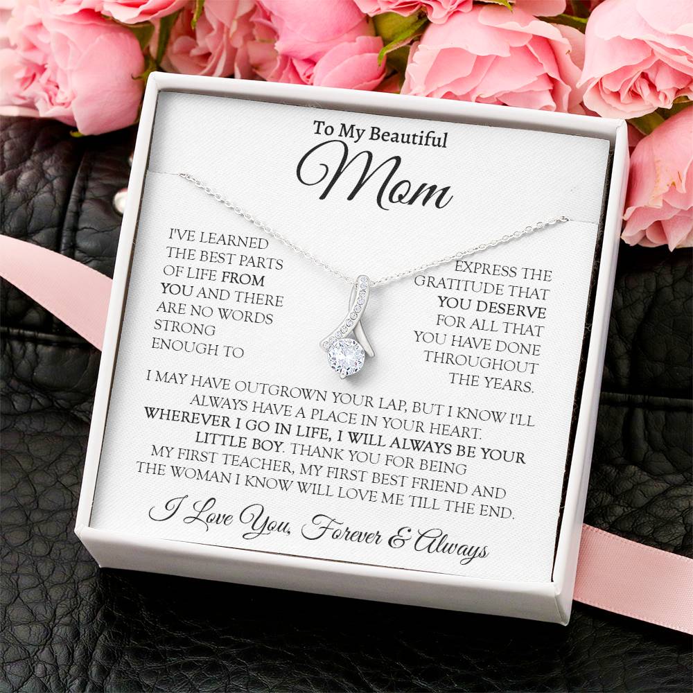 To My Beautiful Mom Gift From Son Sentimental Gift For Mom Mom Birthday Gift Alluring Beauty Necklace