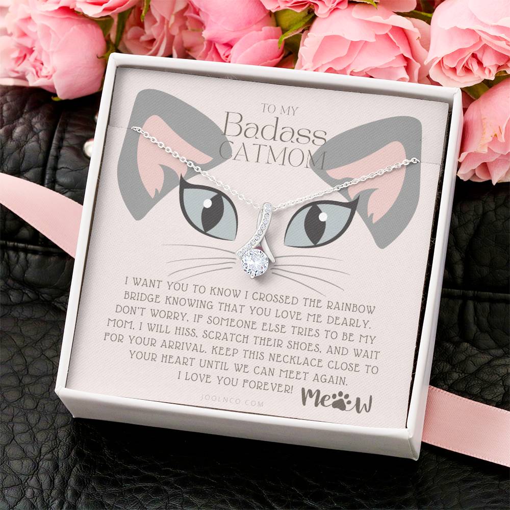 To My Badass Cat Mom Until We Can Meet Again Necklace Loss Of Cat Memorial Necklace Cat Loss Gifts Rainbow Bridge Cat Pet Sympathy Gift Alluring Beauty Necklace