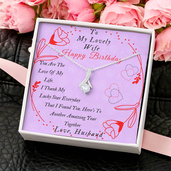 Ribbon Necklace Pendant To My Lovely Wife-Happy Birthday Wife Gifts Birthday Gift Romantic Wife Gift Wife Jewelry Anniversary Wife Gift Alluring Beauty Necklace