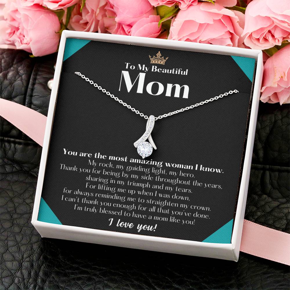 To My Beautiful Mom Necklace  Badass Mom Gift  Mother’S Day Gift  Birthday Gift  Gift From Daughter On Wedding Day 9 Alluring Beauty Necklace