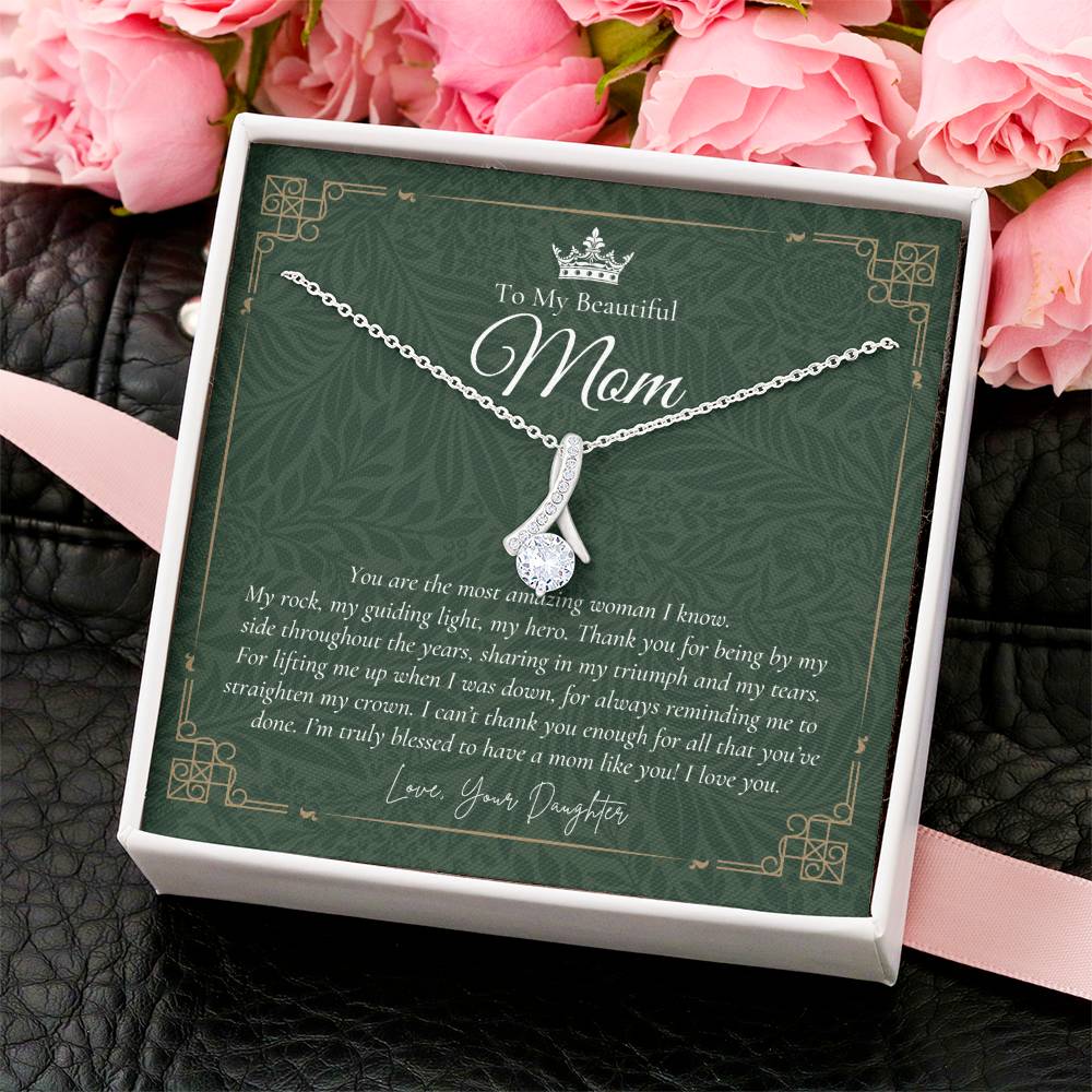 To My Beautiful Mom Necklace  Badass Mom Gift  Mother’S Day Gift  Birthday Gift  Gift From Daughter On Wedding Day 1 Alluring Beauty Necklace