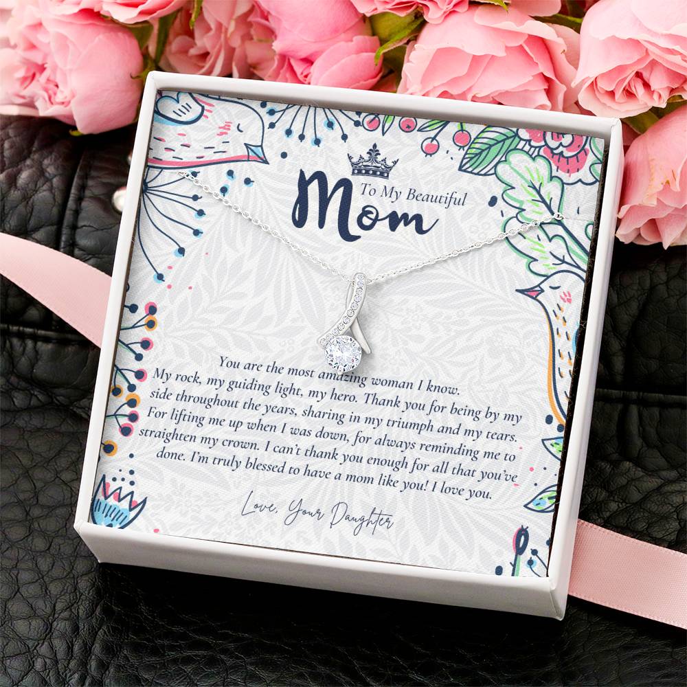To My Beautiful Mom Necklace  Badass Mom Gift  Mother’S Day Gift  Birthday Gift  Gift From Daughter On Wedding Day 6 Alluring Beauty Necklace