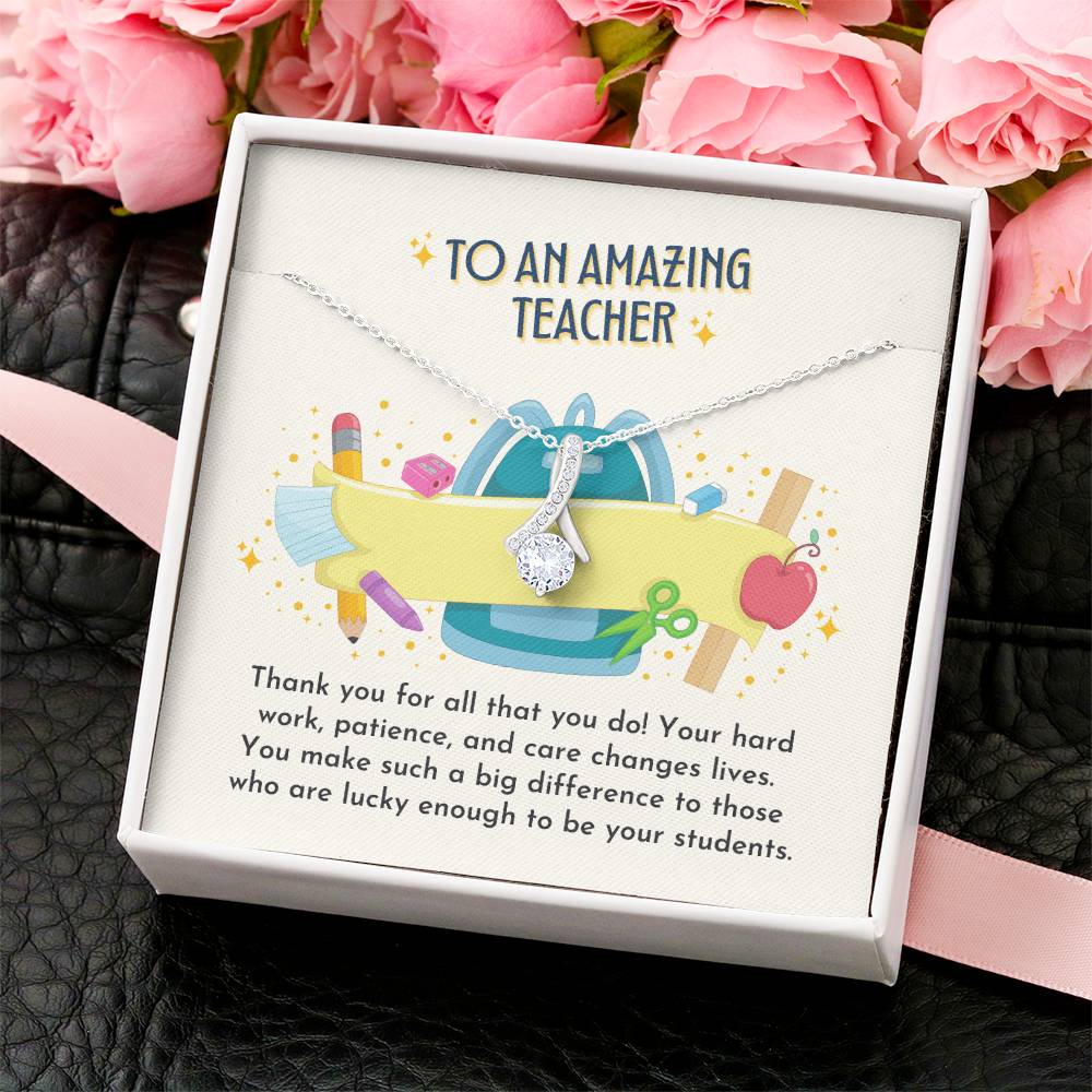 Teacher Ribbon Drop Necklace  Backpack Banner Alluring Beauty Necklace