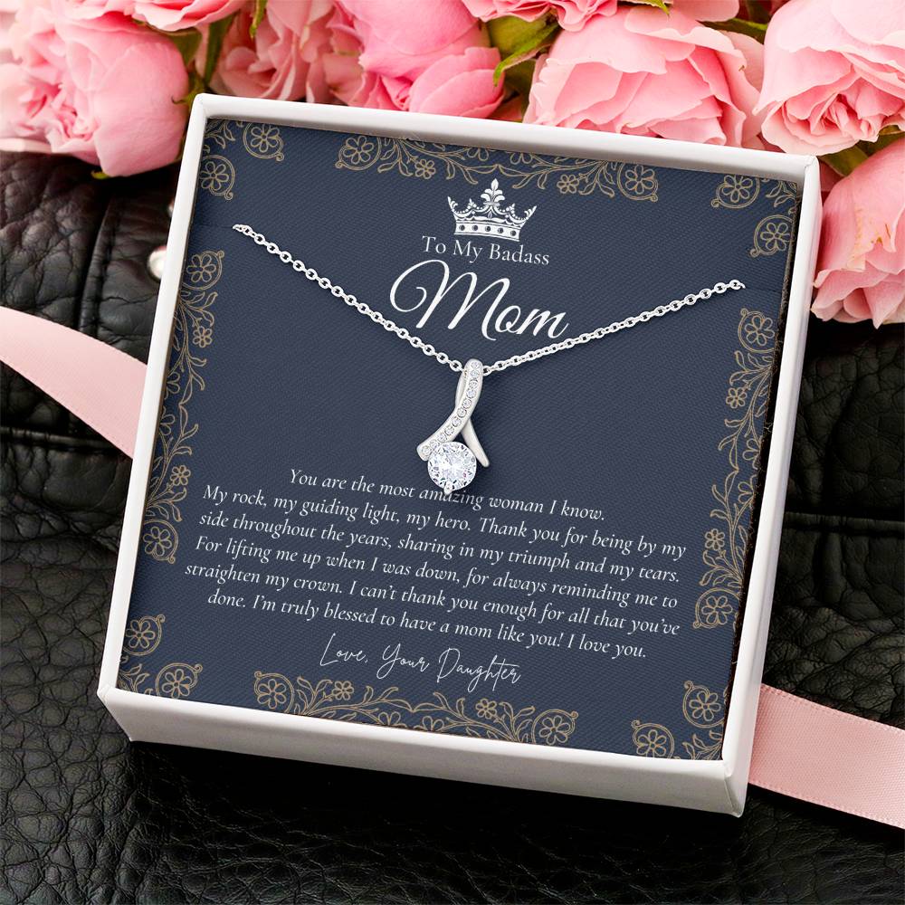 To My Badass Mom Necklace  Badass Mom Gift  Mother’S Day Gift  Birthday Gift  Gift From Daughter On Wedding Day 6 Alluring Beauty Necklace