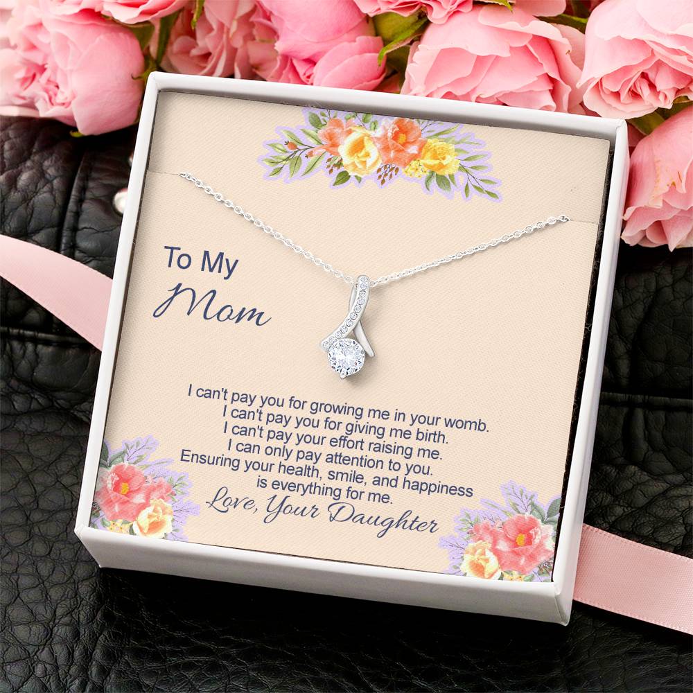 Ribbon Pendant Necklace With I Can't Pay You Message Card Gift For Mother Alluring Beauty Necklace