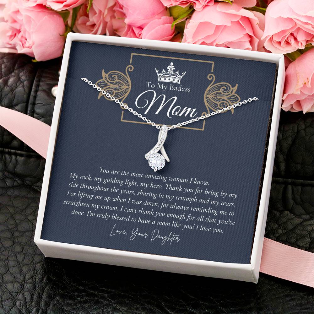 To My Badass Mom Necklace  Badass Mom Gift  Mother’S Day Gift  Birthday Gift  Gift From Daughter On Wedding Day 2 Alluring Beauty Necklace