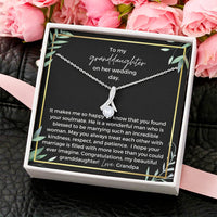 To Bride From Grandpa Ribbon Drop Necklace  Gold Greenery Alluring Beauty Necklace