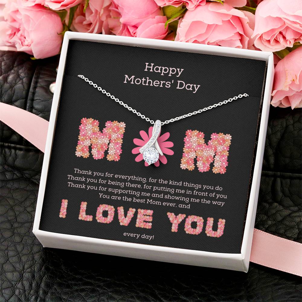 Pink Daisies Mothers' Day Ribbon Necklace Alluring Beauty Necklace