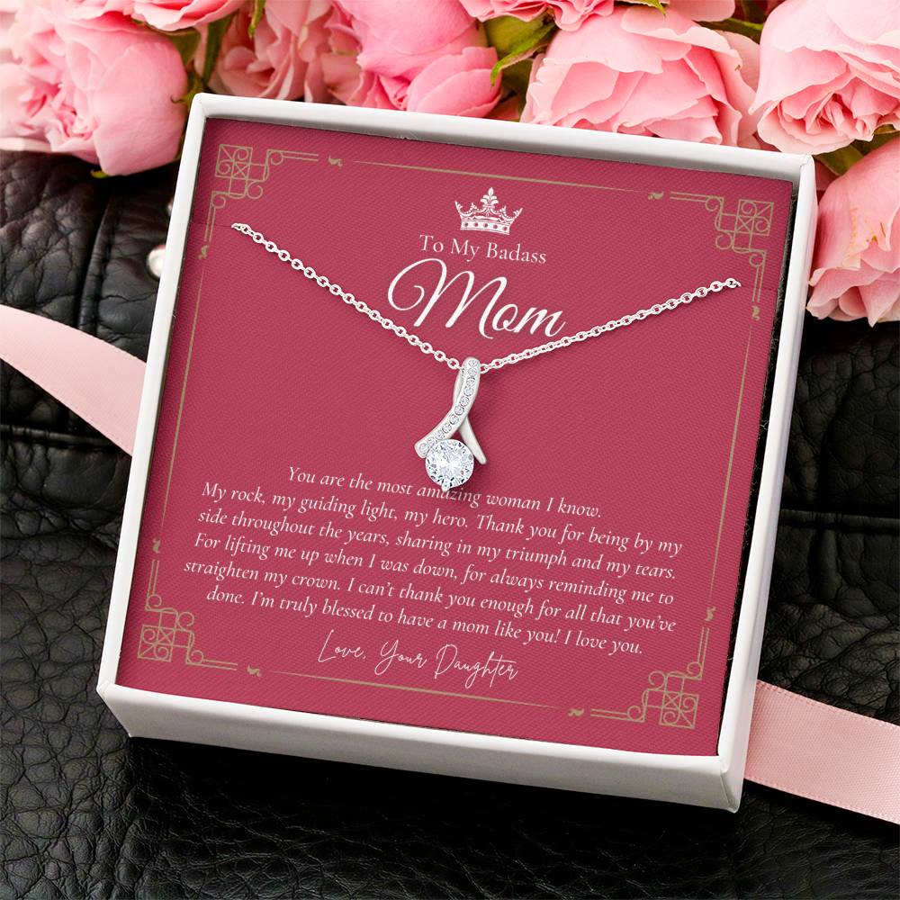 To My Badass Mom Necklace  Badass Mom Gift  Mother’S Day Gift  Birthday Gift  Gift From Daughter On Wedding Day 8 Alluring Beauty Necklace