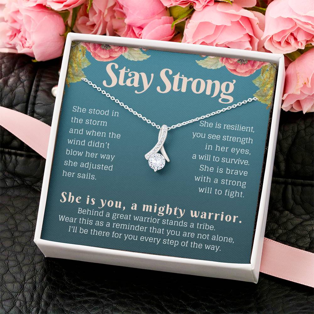 Stay Strong Warrior Ribbon Necklace Alluring Beauty Necklace