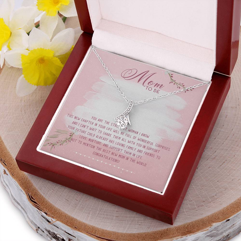 Mom To Be The Best New Mom In The World Alluring Beauty Necklace Mother's Day Message Card Alluring Beauty Necklace