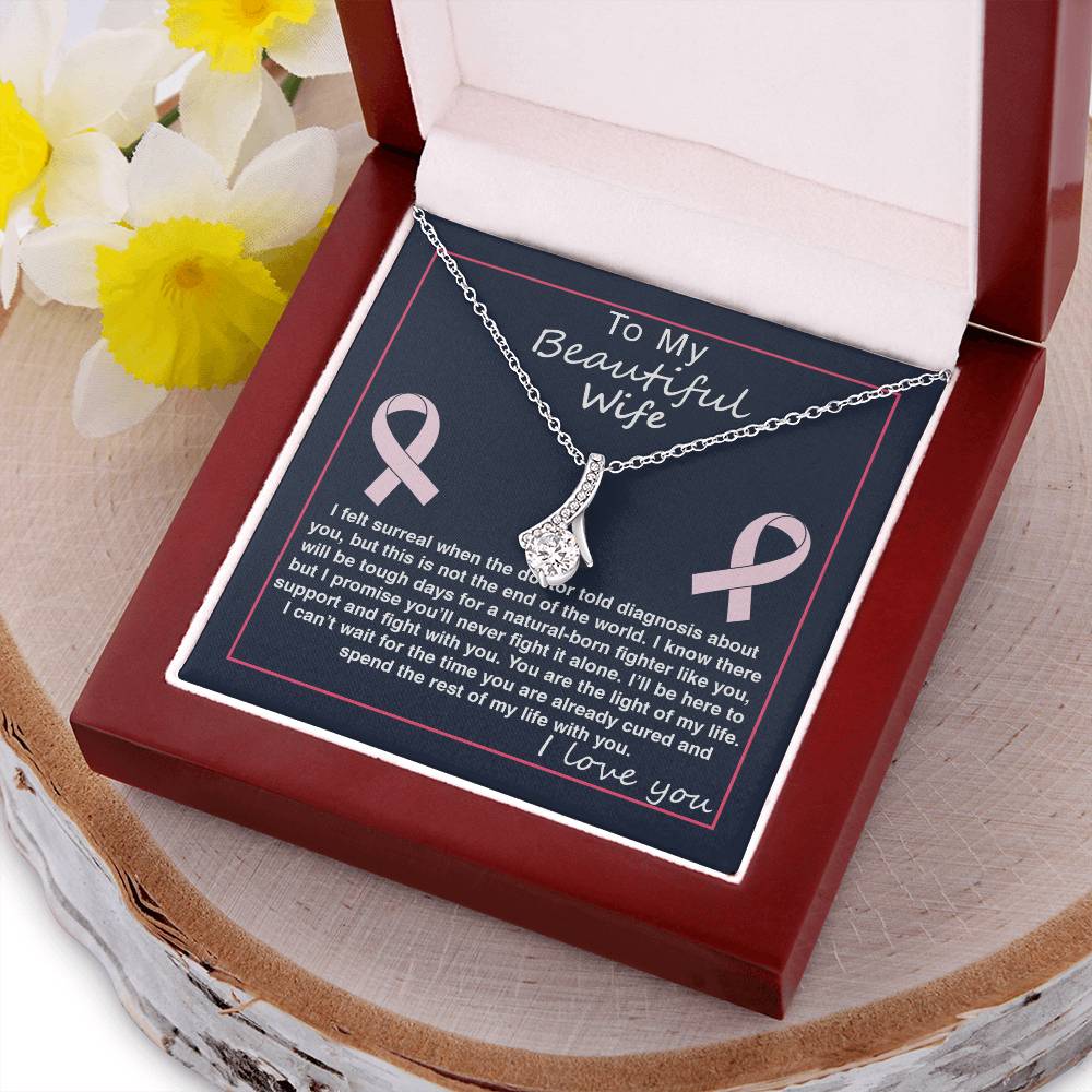 Ribbon Pendant Necklace With Here To Support You Message Card Gift For Wife Alluring Beauty Necklace