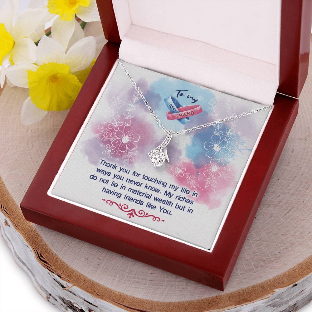 To My Bestfriend - Thank You Touching My Life - 925 Sterling Silver Pendant Alluring Beauty Necklace