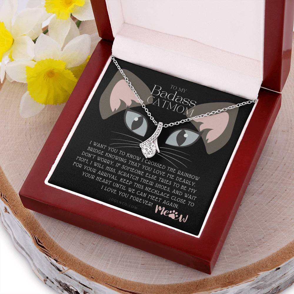To My Badass Cat Mom Until We Can Meet Again Necklace Loss Of Cat Memorial Necklace Cat Loss Gifts Rainbow Bridge Cat Pet Sympathy Gift 3 Alluring Beauty Necklace